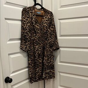 ANTONIO MELANI Leopard Print Long Sleeve Dress